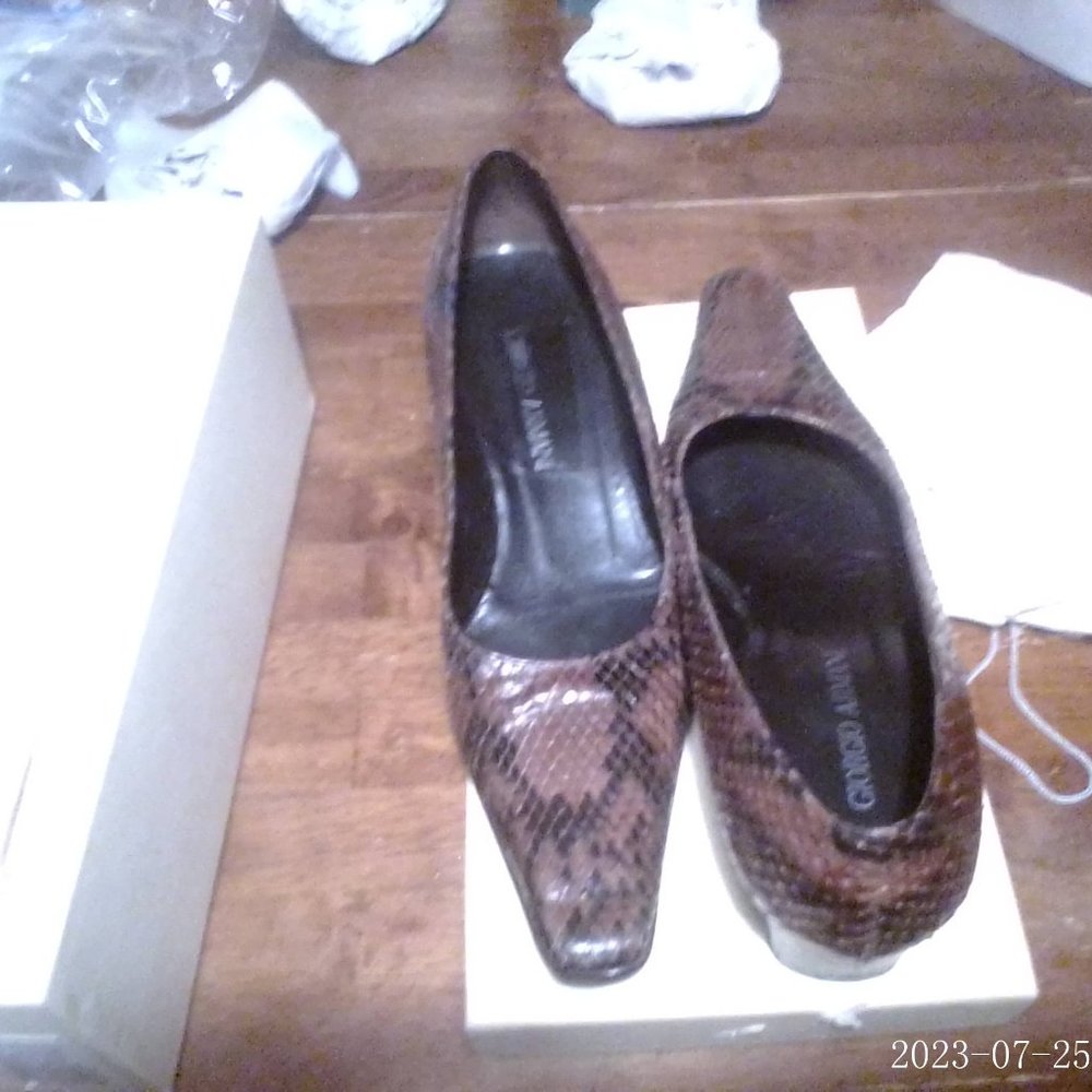 Giorgio Armani python snake skin heels.